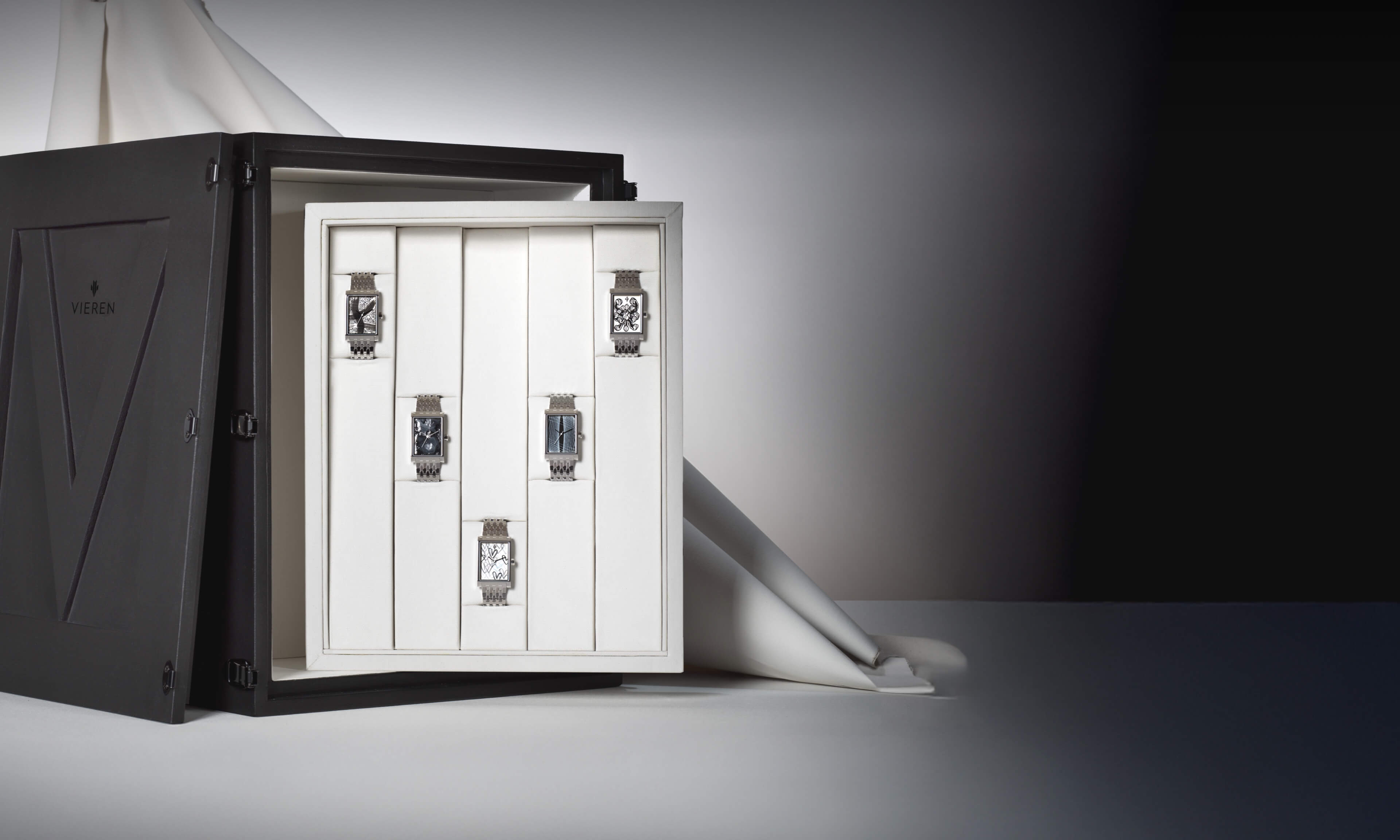 VIEREN V Collection collectors set with five one-of-one Swiss Made automatic watches in art crate