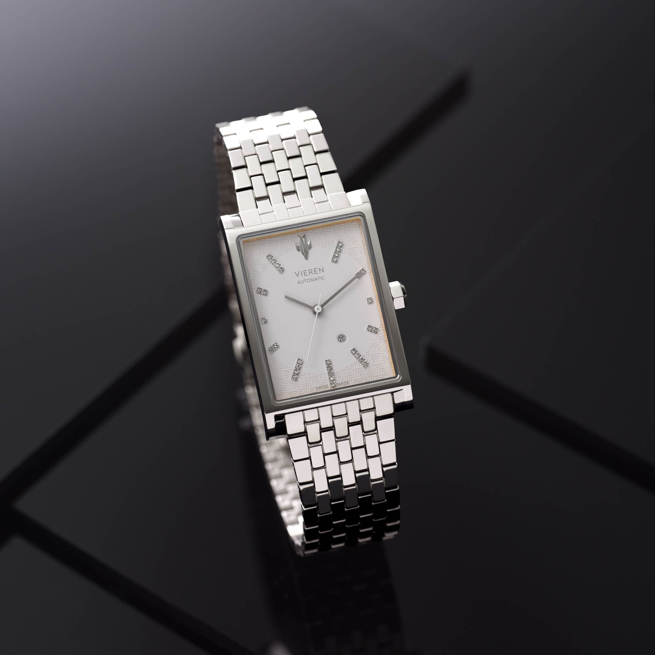VIEREN White Diamond silver watch