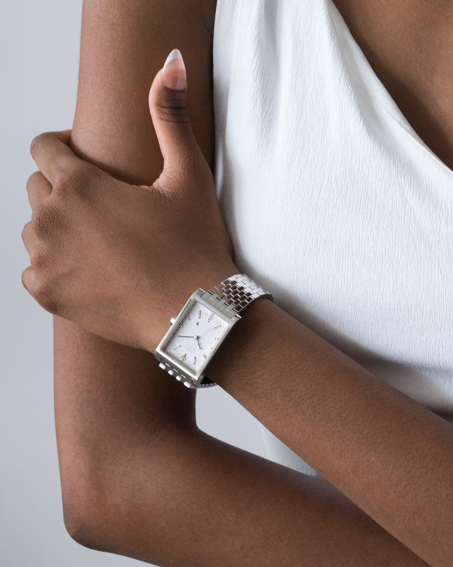 VIEREN White Diamond women's rectangular watch